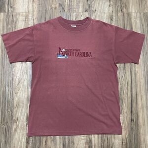 Battleship NC North Carolina Embroidered Burgundy Crew Neck Vintage Shirt Large